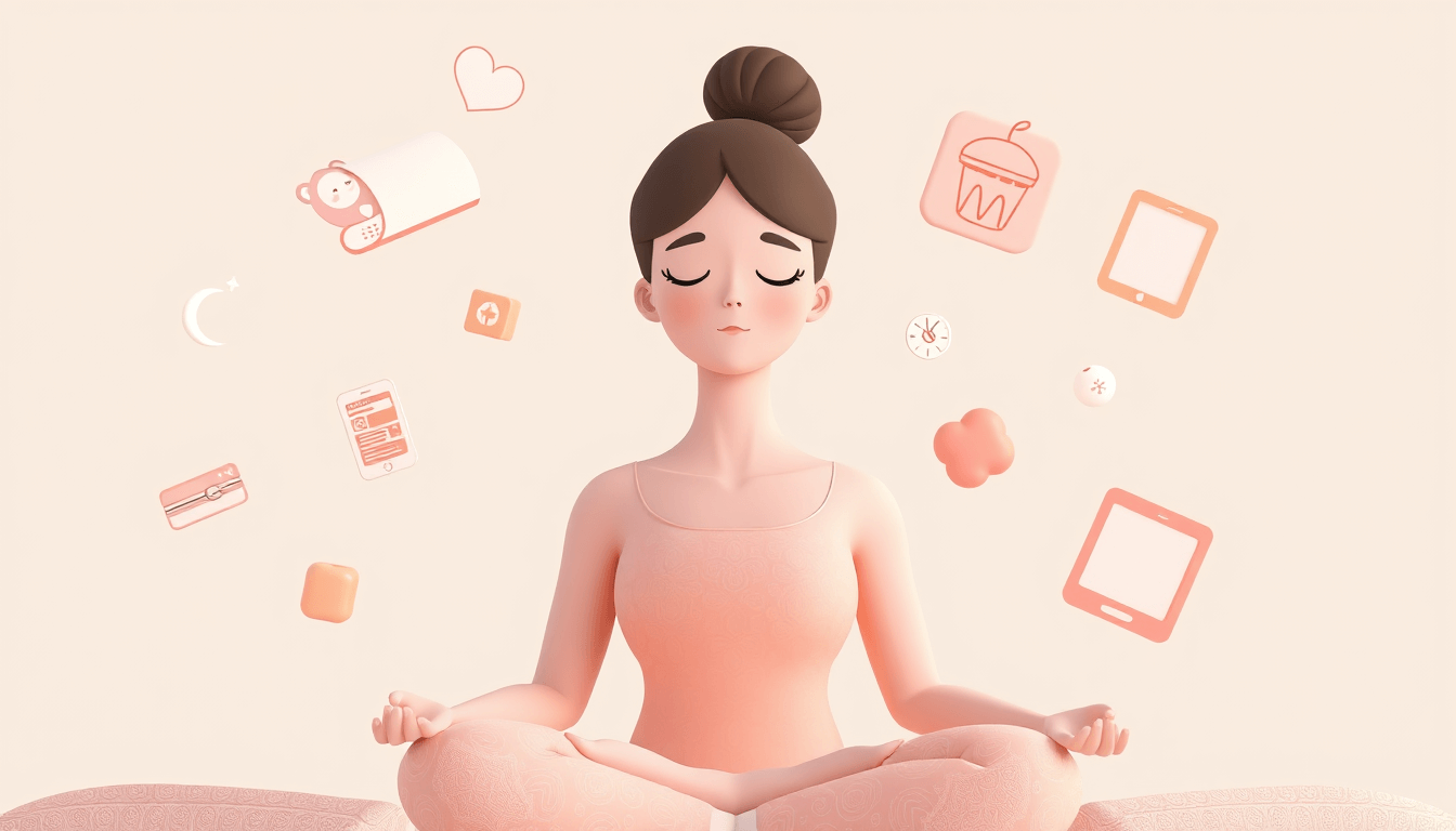smiling woman doing yoga in a quiet living room