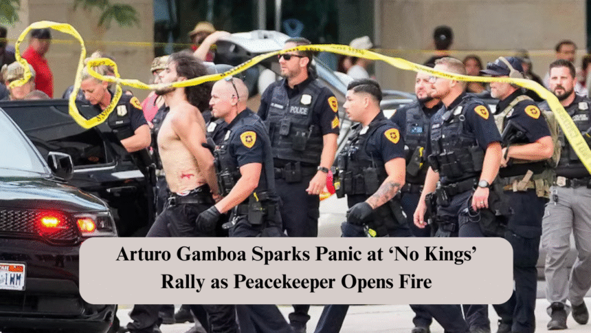arturo gamboa sparks panic at ‘no kings’ rally as peacekeeper opens fire