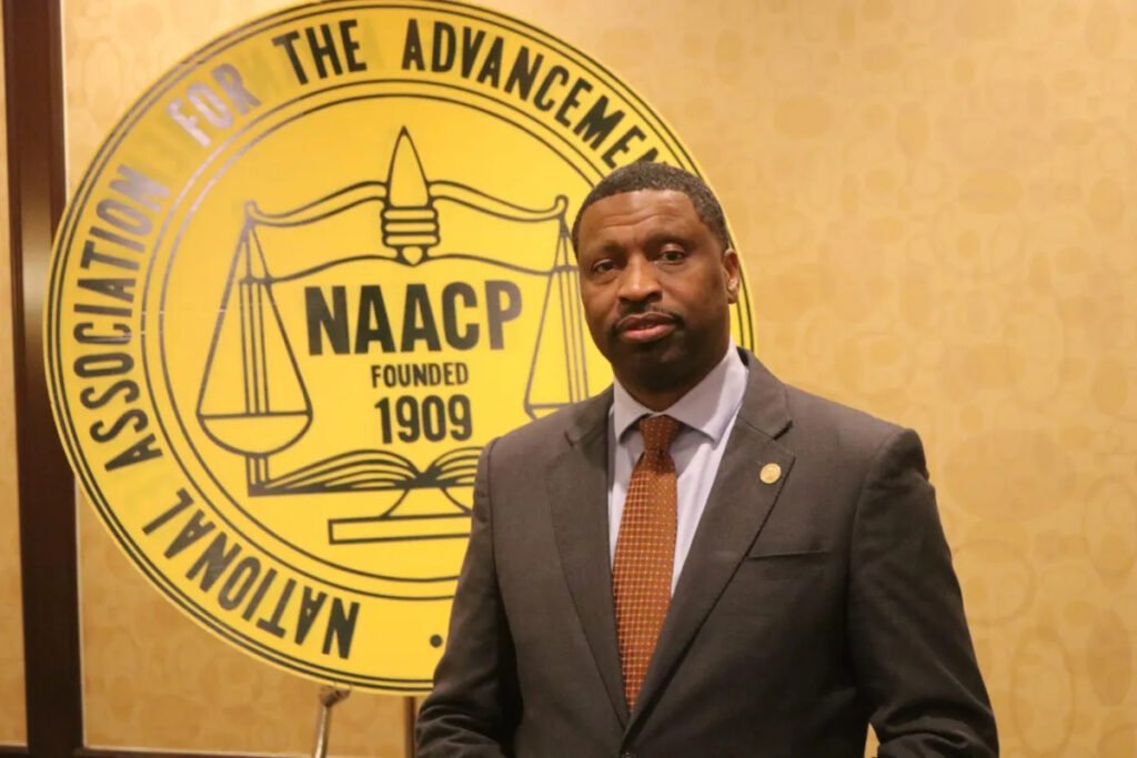 derrick johnson at naacp press conference 2025