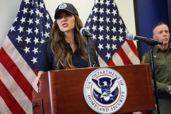 dhs secretary kristi noem speaking at los angeles press conference