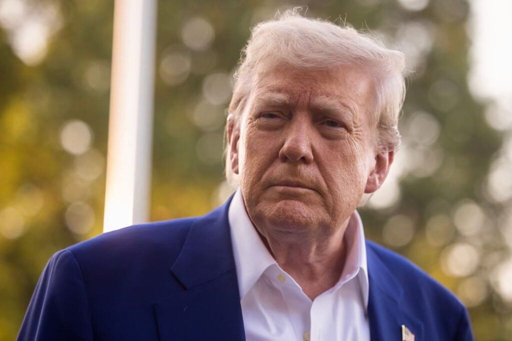 donald trump with a confident expression during political speech