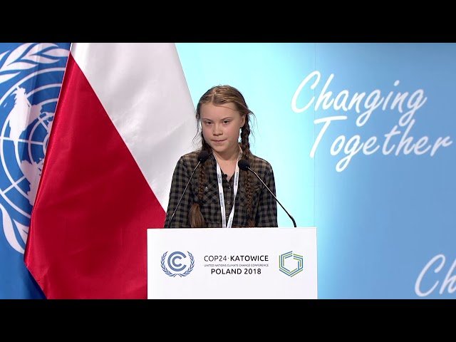 greta thunberg speaking during press conference