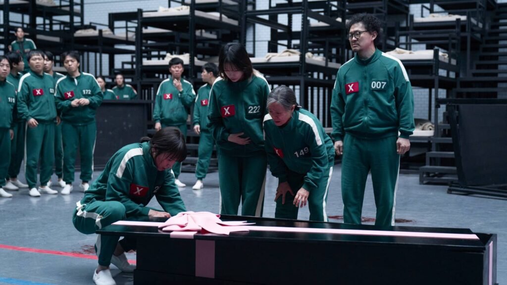 group of players standing in formation before a survival game begins
