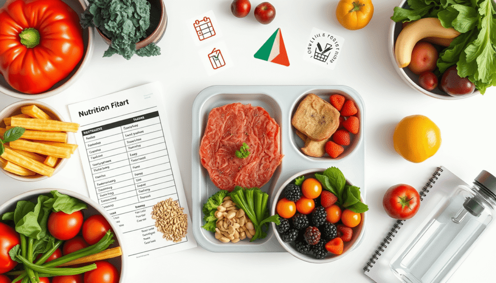 healthy grocery items like veggies, nuts, and lean meats on kitchen counter