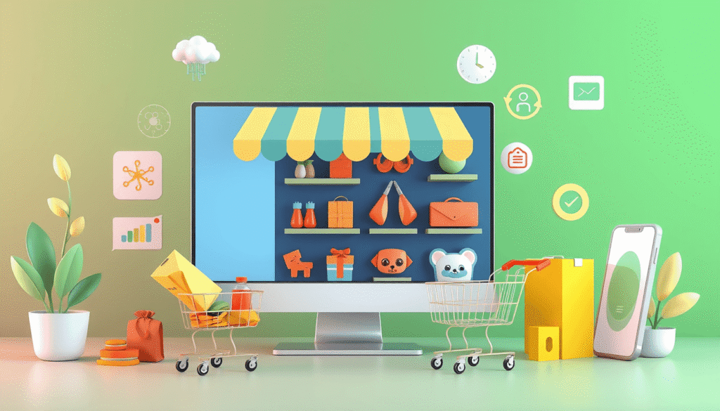 illustration of 2025 e-commerce niches featuring eco products