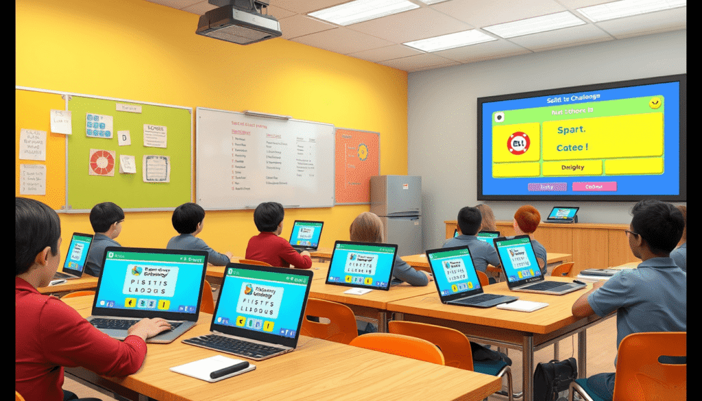 students using ezclasswork to complete interactive classroom games